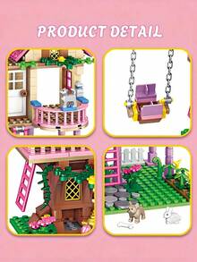 Princess Castle, Swing, And Treehouse Building Block Toy Models, City Soundwave Gift, Perfect Present For Friends, Educational Toy To Cultivate Thinking And Hands-On Ability - Mint Green - View 7