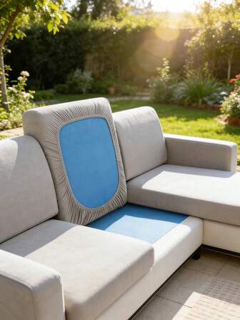 1pc Solid Color Milk Silk Elastic Sofa Seat Cushion Cover, High Elasticity Dust-Proof Sofa Seat Protector Suitable For Outdoor Garden Patio