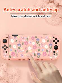 Cute Pink Floral Pattern Compatible Accessories Set For Switch2 (2025)/Switch NS/Switch OLED, Including Protective Case/Storage Bag, TPU Soft Shell, Stylish And Practical, Portable Stand, Portable Travel, Anti-Fall, Anti-Scratch, Anti-Fouling, Fashionable Romantic Gift - Multicolor - View 4