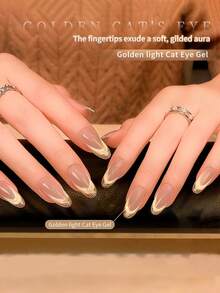 annies 0 Vernis à ongles gel œil de chat doré transparent, poudre magnétique fine, couleur riche, étincelante, longue tenue, gel UV à décollage facile pour nail art, 12ml 1 pièce/2 pièces - Multicolore - Voir 4