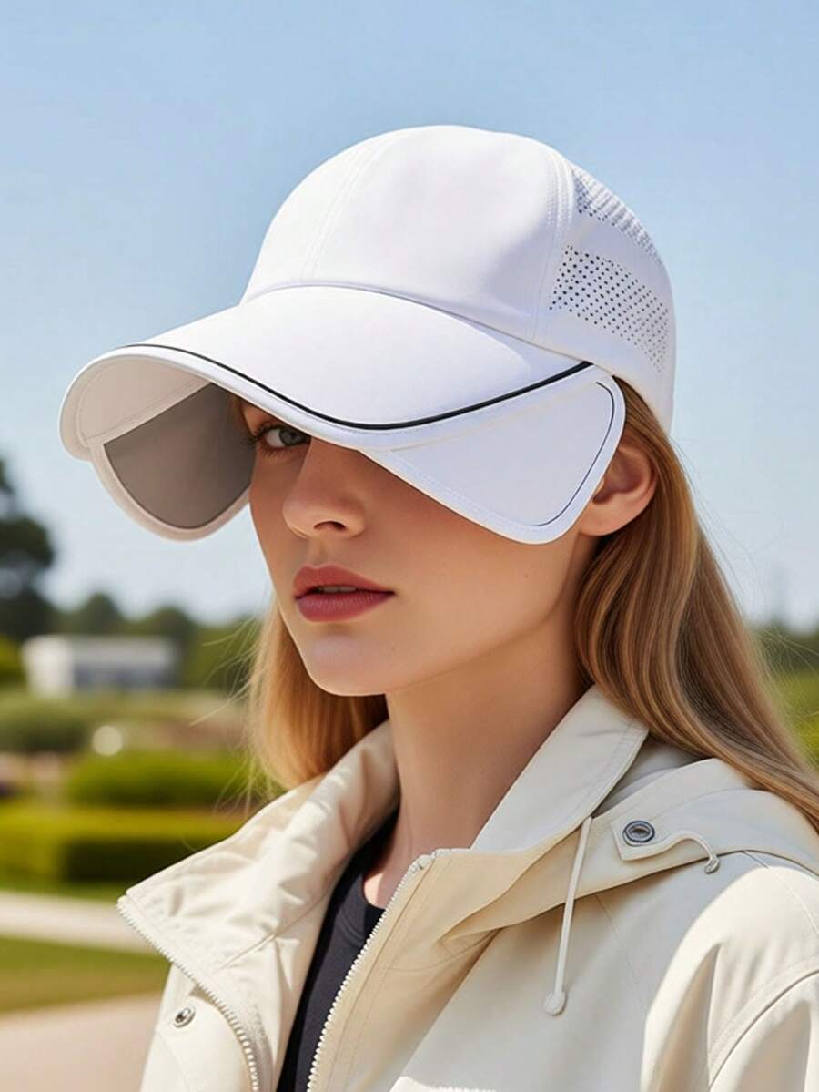 Mũ lưỡi trai nữ nhẹ, nhanh khô, co giãn, vành rộng, che nắng, thoáng khí, thích hợp cho mùa hè. - Mũ lưỡi trai chống nắng có thể thu gọn - Xem 1