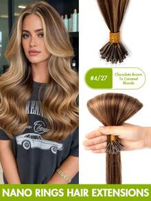 Tóc nối Nano Ring bằng tóc thật Remy, dài 12-22 inch, không đường nối, hạt nhỏ li ti, thẳng tự nhiên, vô hình, thích hợp cho phụ nữ dự tiệc cưới, kỷ niệm, tốt nghiệp, dạ hội, tiệc tối, quà tặng chuyên nghiệp tại salon, quà tặng ngày Valentine, phong cách Y2K. - Nhiều màu - Xem 29
