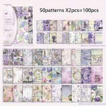 100pcs/Pack Vintage Floral & Plant Background Scrapbooking Paper, DIY Craft Material - Past Stories Series - View 8