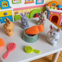 8pcs Cute Rabbit House Playset, Includes Randomly Colored Mini Accessories, Interactive Doll For Children 3-6 Years Old To Develop Imagination, Best Gift For Christmas And Thanksgiving - 彩色 - 查看 7