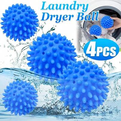 4pcs Reusable Dryer Balls Laundry Balls Household Washing Machine Fabric Softener Lint Catcher, Natural Fabric Softener Static Reduction Clothes Care Drying Tools For Laundry Cleaning