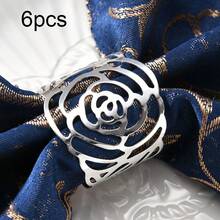 6/10pcs Elegant Metallic Rose Napkin Rings, Suitable For Wedding Decor, Friends Gathering, Romantic Holiday Party, Gift And Beautiful Tabletop Decoration - Multicolor - View 12