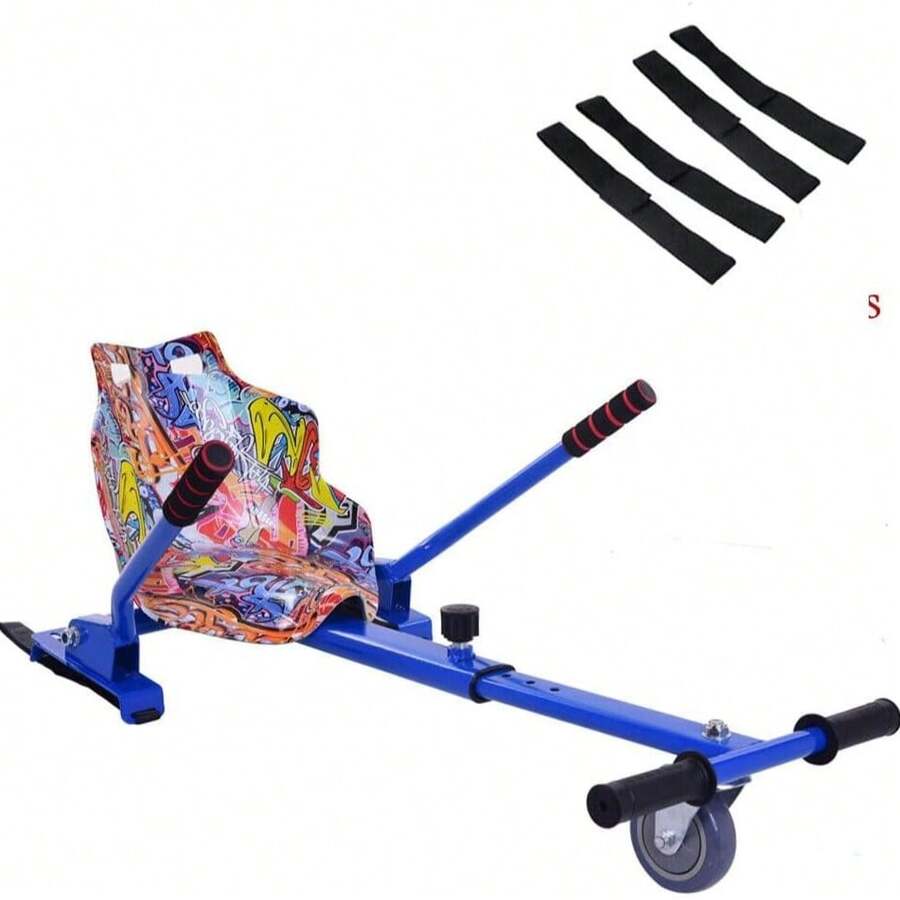 AYAYM Hoverkart Adjustable Sixth Gear Telescopic Adjustment Triangle Stable Kart Seat Kart Racing Frame Fits All Hoverboard Sizes - 8" And 10" - Graffiti Blue - View 1