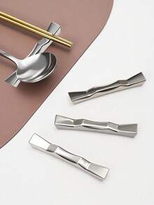 1/3-Piece Stainless Steel Chopstick Rest And Cutlery Rack, Suitable For Home, Kitchen, And Dining Room. Includes Chopstick Rest, Spoon Rest, And Cutlery Rack, Perfect For Home Decor, Table Decoration, And Kitchen Accessories. - Silver - View 5