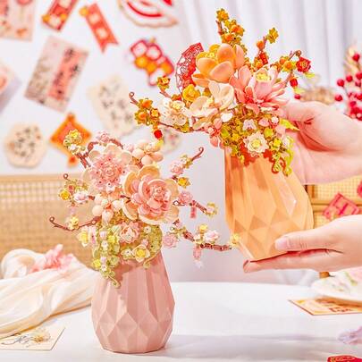 Bộ xếp hình cây hoa anh đào 474 mảnh - Vật trang trí nghệ thuật cho nhà và bàn làm việc, món quà ý nghĩa và đáng nhớ dành cho phái nữ, nhân Ngày của Mẹ, lễ tốt nghiệp, sinh nhật, kỷ niệm.