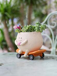 Pot Tanaman Resin Lucu Berbentuk Skateboard dengan Wajah Tersenyum, Pot Sukulen Menggemaskan, Cocok untuk Rak Rumah Kaca Dalam/Luar Ruangan, Dekorasi Meja, Dudukan Tanaman Kecil, Pot Bunga Dekoratif yang Menawan untuk Taman Rumah - 1 buah - View 10