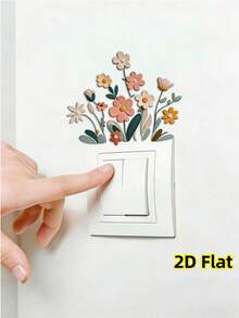 1pc Floral Pattern Switch Sticker, Modern PVC Switch Sticker Suitable For Home, Removable Self-Adhesive Wall Sticker Art, Floral Decor Switch Sticker Suitable For Bedroom, Living Room And Bathroom, 2D Flat Print Sticker, Easy To Peel And Stick PVC, Spring Theme Decor, 2D Flat - A - View 1