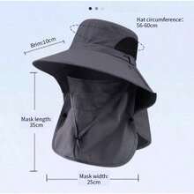 1 Spring And Summer Bucket Hat, Outdoor Mountaineering And Fishing Face And Neck Protection Integrated Sun Protection Hat, Sun Hat, Removable Face Shield, Full Sun Protection Hat, Suitable For Fishing, Hiking, Outdoor, Breathable Wide Brim, Suitable For Outdoor Sun Work - 卡其色 - 查看 5