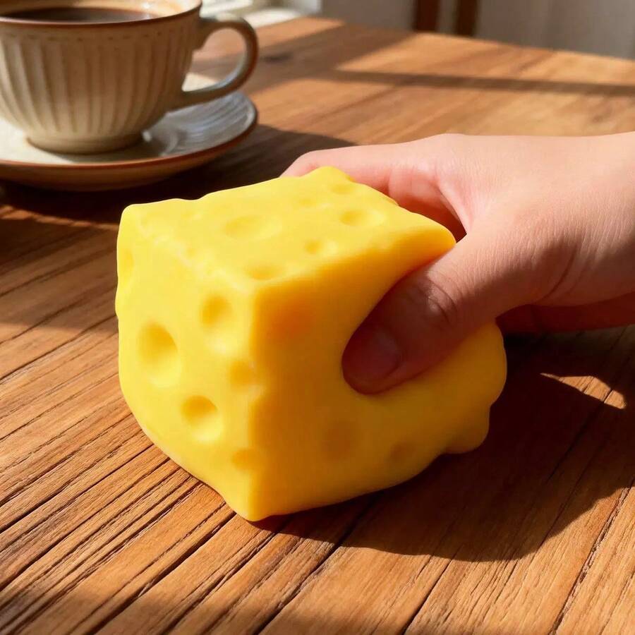 1 Pcs 6cm Cute Square Cheese Design, Made Of Soft And Slow Rebound Material, Comfortable To The Touch, Helpful For Relaxation And Stress Relief. Realistic Shape, Lightweight And Easy To Carry. Suitable For Daily Leisure And Collection. - 1PC - View 1