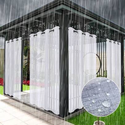 4 tấm rèm voan chống thấm nước ngoài trời, rèm cửa sổ trong suốt cho hiên nhà, ban công, mái che, rèm trang trí cho phòng ngủ, ban công, phòng tắm nắng.