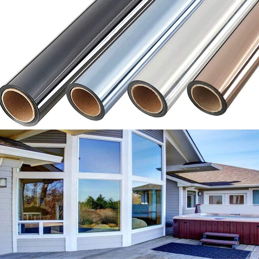 1 Roll One-Way Privacy Window Film, Daytime Privacy, UV Protection, Anti-Glare, Reflective Self-Adhesive Glass Sticker For Home, Office, Living Room - 1PC - View 1
