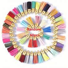 30/60/100pcs Assorted Vibrant Faux Suede Tassels With Gold Tone Caps - Rainbow Keychain Charms, Suitable For DIY Jewelry, Crafts And Phone Straps, Jewelry Making Accessories - Tassel - View 14