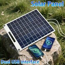 1pc Portable Solar Charger With USB Port, Compact Solar Charging Station For Camping, Hiking, Suitable For Smartphones, Tablets, Flashlights, Fans And More Outdoor Essentials - Black - View 9