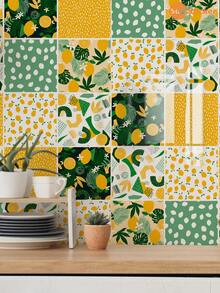 12 piezas de pegatinas de azulejos con diseño floral de plantas, resistentes al agua y al aceite, calcomanías de vinilo removibles para salpicadero de cocina - 12 piezas - Ver 8