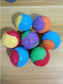 Pelota de goma natural con diseño geométrico que emite sonidos, de 2,5 pulgadas, apta para perros de todas las razas, juguete interactivo sin baterías compatible con lanzador, adecuada para perros pequeños a grandes, estilo aleatorio - Multicolor - Ver 11