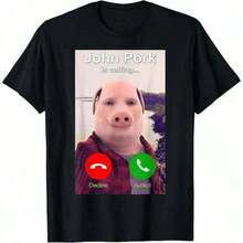 John Pork Is Calling Shirt Funny John Pork Men Women-Shirt Summer Casual Shirt Men Graphic Cotton Tee Menswear Soft Streetwear Crewneck Top - 黑色 - 查看 9