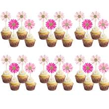 20 piezas de decoraciones para cupcakes con tema de margaritas, adecuadas para el 1er cumpleaños, decoraciones para cupcakes con margaritas, decoraciones para fiesta de baby shower con tema hippie bohemio de margaritas, decoraciones para pastel de 1er cumpleaños - Multicolor - Ver 9