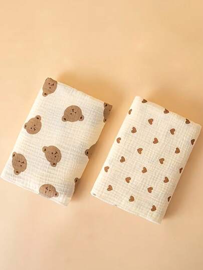 Ins Style Baby Swaddle Blanket, Newborn Large Size Muslin Swaddle Wrap, Super Soft & Comfortable - Skin-Friendly & Washable, Cartoon Print Baby Breathable Receiving Blanket