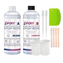 500克/17.6盎司 AB型定制环氧树脂，比例1:1 - 透明、抗黄变、耐刮擦、表面光滑、无气泡，适用于DIY项目、浇铸涂层、花卉保鲜 - A - 查看 11