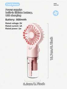 Portable Misting Fan - Handheld Mini Rechargeable, 4 Wind Speeds, With Water Mist - Suitable For Travel, Camping, Outdoor, Home, Office, Makeup, Commuting,Outdoor,Garden,Travel Essentials,Portable Essentials,Beach Essentials,Graduation Season,Commencement,Graduation Ceremony,Graduation Gift,Graduation Present,Graduation Gift,Graduation Present,Congrats Grad,Congratulations Graduate,Valedictorian,Finish School,Graduation Party,Outdoor Essentials,Travel Portable,Hiking Essentials,Camping Essentials,Portable Tools,Summer Essentails,Summer Portable - Handheld - View 6