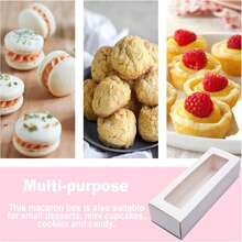 Hộp đựng bánh kiểu phương Tây tối giản (5-25 chiếc), hộp đựng bánh macaron, hộp đựng bánh ngọt bằng nhựa PVC có nắp lật và cửa sổ, hộp đựng bánh quy, kẹo bằng bìa cứng màu trắng. - trắng - Xem 2