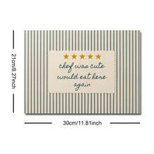1pc Framed/Unframed Chef Was Cute Would Eat Here Again Funny Quote Canvas Poster Blue Striped Cottage Kitchen Wall Art Print Minimalist Dining Room Decor Vintage Painting For Apartment,Living Room,Modern Home Decoration - A - View 8