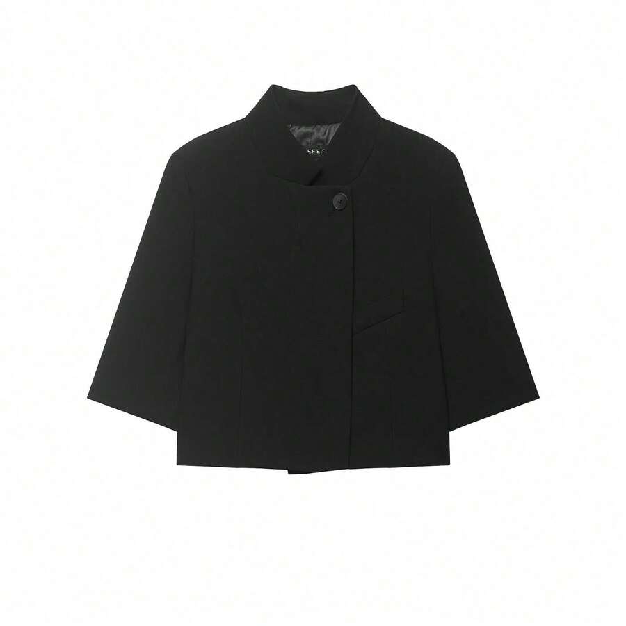Áo blazer tay ngắn dáng lửng đa năng tối giản dành cho nữ, bộ sưu tập Xuân/Hè mới của Seelio. - màu đen - Xem 1