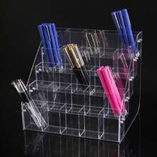 Giá đỡ trưng bày cọ trang điểm, bút chì, bút bi bằng acrylic trong suốt, thích hợp cho trường học, nhà cửa, văn phòng và tiệm làm đẹp. - Nhiều màu - Xem 3