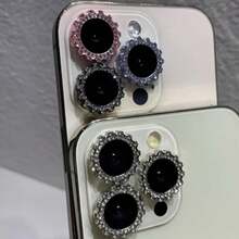 Bộ bảo vệ ống kính camera bằng kính cường lực cao cấp, đính đá lấp lánh, tương thích với Apple 17 Pro Max/17 Pro/17 Air/17E/16E/16/15 Pro Max/15 Pro/15 Plus/14/13/12/11/Mini - Vòng bảo vệ kim loại siêu HD - Màu tím - Xem 7