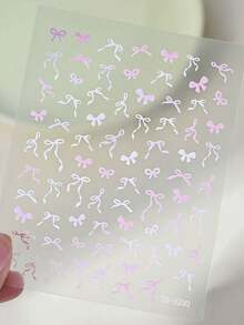 5D Embossed Ribbon Bow Nail Stickers, Sweet Girl Ballet Style Nail Stickers, Self-Adhesive 3D Nail Art Decorations, Multi-Color Ribbon Bow Nail Stickers, 5D Embossed, Sweet Girl, Y2K Nail DIY Supplies - Multicolor - View 7