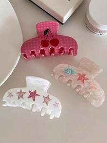 3个可爱甜美的樱桃、海星、贝壳半圆形发夹，优雅的丸子头夹，马尾辫发爪，适合外出、派对、假期、节日等场合的多功能发饰，是夏季穿搭、旅行、生日的理想礼物。 - 彩色 - 查看 14