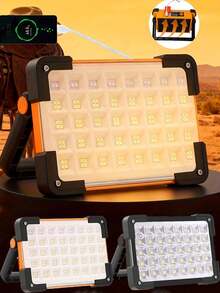 1 Stück 144 LED Außen Solar Lampe, tragbare Solar Arbeitsleuchte mit 3x1200mAh 18650 wiederaufladbaren Batterien, USB/Solar Panel Aufladung, 4 Helligkeitsstufen, Orange/Schwarz/Grau Farboptionen, geeignet für Notfälle, Wandern, Camping, Outdoor, Angeln, Weihnachten, Halloween, Geschenke zum Schulanfang - [128+16]LED-3600mAh - Übersicht 1