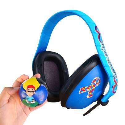 Abafador de Ruidos Super Autistas Azul 12 DB arco Azul + Queba-cabeça Cognitivo Bola