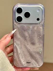 Luxury Glitter Wave Phone Case Compatible With IPhone 17 Pro Max, 17 Pro, 17, 16 Pro Max, 16 Pro, 15, 14, 13 Pro Max, 17, 16, 13, 15, 14, Y2K Style DIY Rhinestone Sticker Shockproof Protective Cover - Baby Pink - View 3