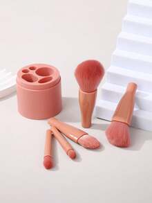 5pcs Bucket-Shaped Makeup Brush Set, Including Eyeshadow Brush, Detail Brush And Travel Brush, Suitable For Blending Liquid, Blush, Exfoliating Paste And Sunscreen. - Multicolor - View 4
