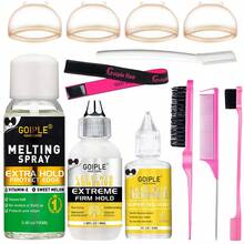 Goiple Waterproof Lace Glue Kit: Wig Melting Spray Extra Hold Glueless Adhesive For Bonding Lace Front, Includes Lace Melting Spray, Wig Glue, Adhesive Remover & Wig Setting Tools, Complete With A Full Set Of Accessories, Firmly Fixed And Long - Lasting, And Easy To Use. - 12件 - 查看 1