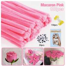 毛绒扭结花束DIY手工套装，幼儿园手工材料 - 281pcs pink - 查看 15