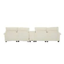 Modern Large 126.77" U-Shaped Chenille Cloud Sofa With 2 Recliners, Soft 4-Seat Modular Sectional Sofa Bed With Cushioned Pillows And Storage Table, Ergonomic Design, Durable Solid Wood Frame, Suitable For Living Room, Bedroom, Apartment(Beige) - Beige - View 12