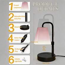 1 Pack Adjustable Height Wax Melter Lamp With Timer & Dimmer, Frosted Eye-Caring Shade, Sturdy Metal Base Home Ornament, Stylish Aromatherapy Decor Light For Anniversary Presents, Wedding Favors, Thanksgiving Day, New Year Holiday And Daily Gifting - 美規A型插(110-127V) - 查看 10