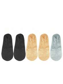 5 Pairs Women's Lace Boat Socks, Invisible Silicone Non-Slip Shallow Mouth Thin Fashionable Lace Versatile Cherry Blossom Style - Multicolor - View 9