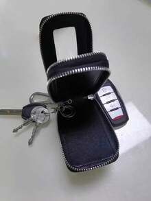 1pc Retro Double-Layer Car Key Holder | Exquisite Zipper Key Pouch | Fashionable Car Key Accessory | Car Accessories, Key Cover, Fiat 500 Accessories, IQOS Case, Fidget Toy - A - View 4