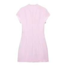 DEEKA Spring/Summer New Women's Fashion European And American Style Minimalist Bow Polka Dot Short Dress Elegant Pink - Pink - View 4