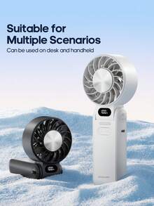 kinscoter 1个可充电3600mAh小型便携式手持风扇，露营旅行空气冷却器，LED显示屏，100档风速可调，个人降温迷你手持风扇，可折叠 - 手持 - 查看 7