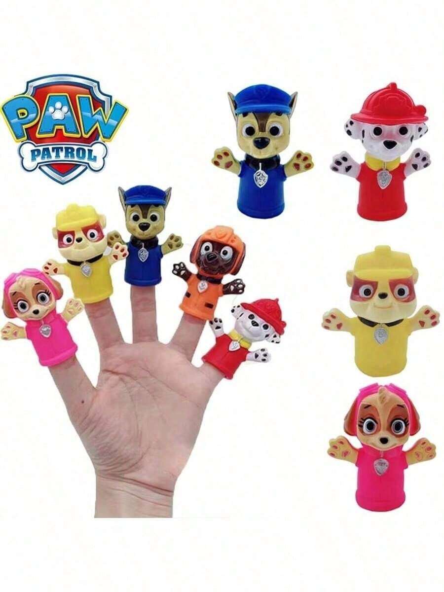 Paw Patrol 1 件汪汪队立大功卡通动漫模型玩具，男孩女孩动物套装，软橡胶互动手偶，手指玩具，生日礼物（款式随机）
