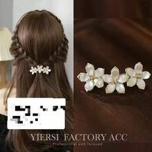 1pc Korean Oversized Bow Hair Clip With Rhinestone & Cat Eye Stone, Crystal Ponytail Clip, Claw Clips, Hair Slide, Hair Barrettes, Head Accessories, Hair Accessories For Women, Hairpin - Gold - View 11