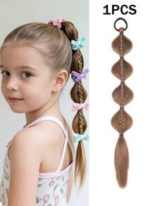 1pc 18inch Synthetic Braids Hair Bubble Ponytail Extension Twist Braids With Elastic Band For Kids - Multicolor - View 17